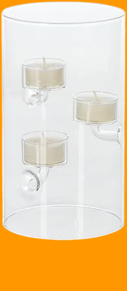 Suspended Glass Tealight Holders with Hurricane Lamp or Lantern Shape and Ghost candles