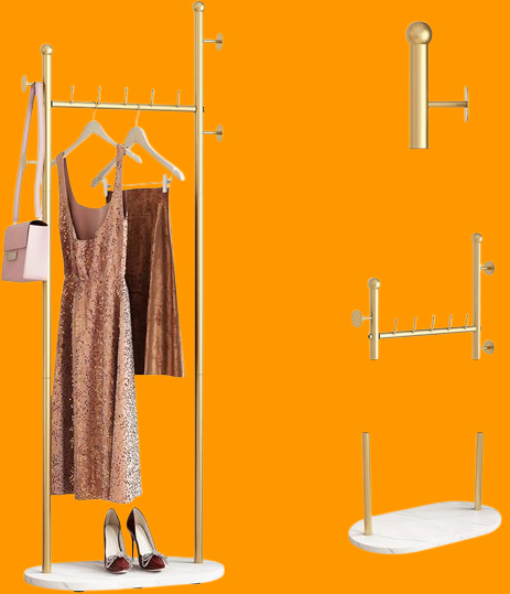 Gold Clothing Racks with Marble Base Modern