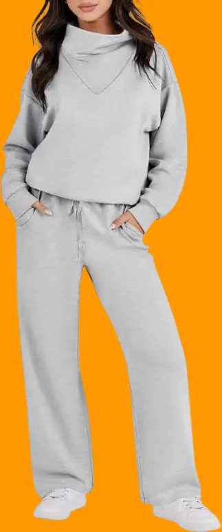 Caracilia Womens 2 Piece Outfits Sweatsuit Oversized Sweatshirt & Lounge Sweatpants Tracksuit Set