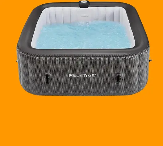 Inflatable Hot Tub 4-6 Person, Portable Air Jet Square Spa Outdoor Heater Blow Up Hottub Built in Heater Pump