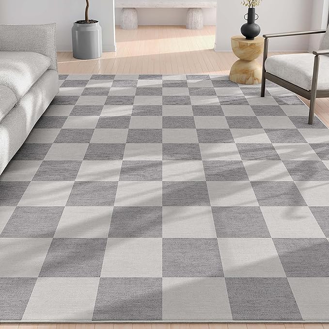 Well Woven Apollo Flatwoven Modern Squares Grey 5′ x 7′ Area Rug