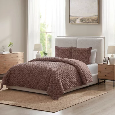 Tribeca Living Velvet Queen Quilt Set