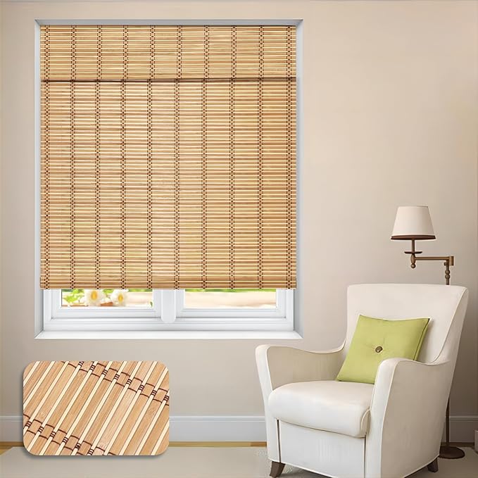 LUCKUP Cordless Bamboo Roman Shades