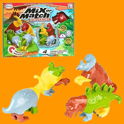 Magnetic Mix or Match Dinosaurs Toy Play Set, 15 Pieces