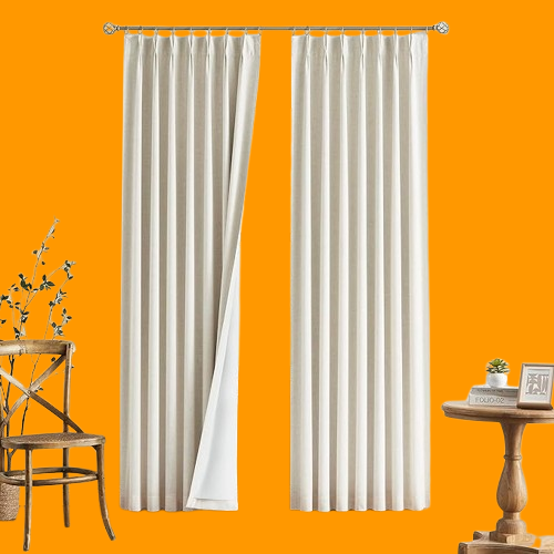 Vision Home Natural Pinch Pleated Full Blackout Curtains