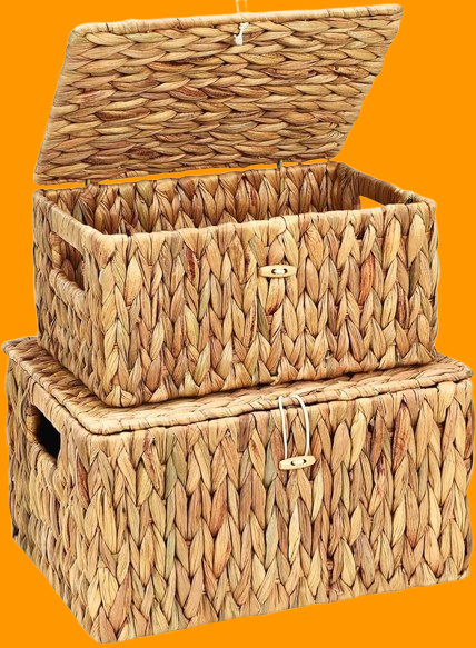 FairyHaus Wicker Storage Basket with Lid