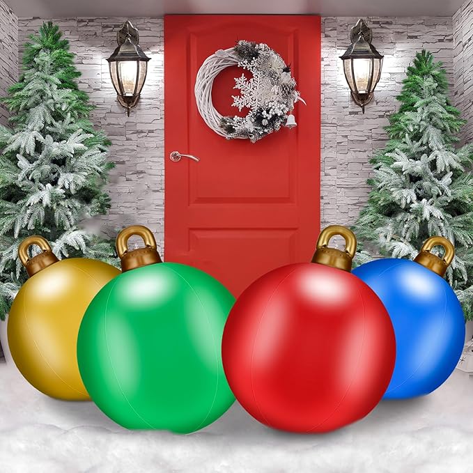 Jetec 4 Pcs 32 Inch Giant Inflatable Christmas Ball