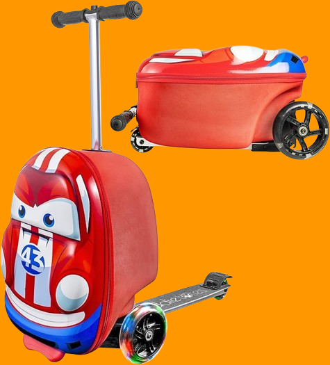 Kiddietotes 3-D Hardside Scooter Ride On Suitcase for Kids