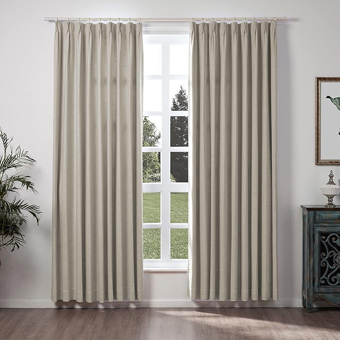 TWOPAGES Linen Pinch Pleated Drape for Apartment