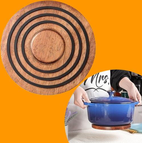 Magnetic Wooden Trivet for le creuset Dutch Oven