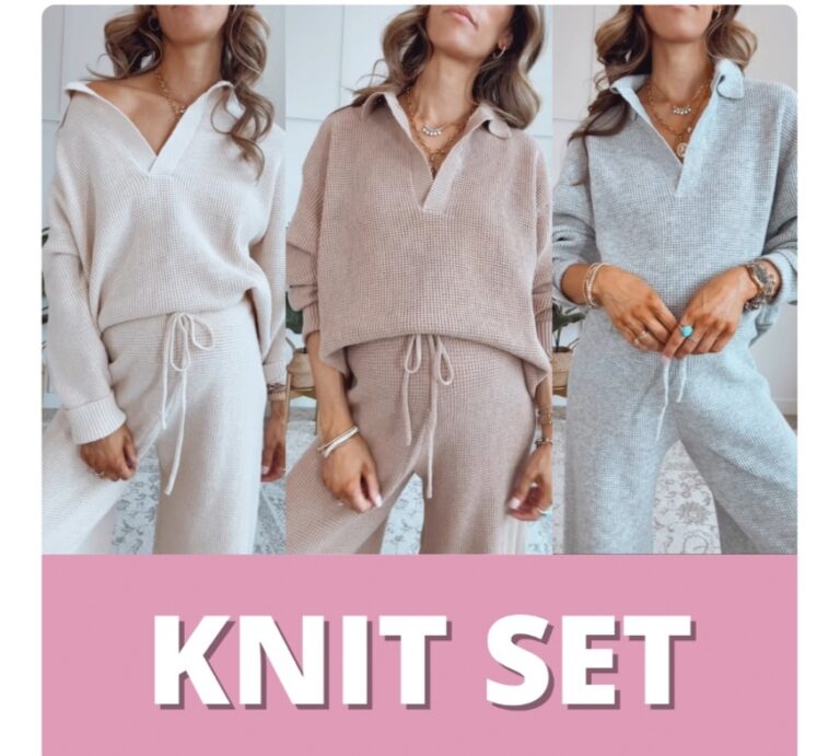 SUUKSESS Women 2 piece Fall outfits Matching Lounge Set Waffle Knit Sweater sets