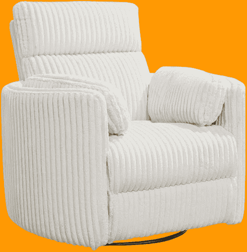 Radius Modern Fabric Swivel Glider Recliner in Ivory (comfy)