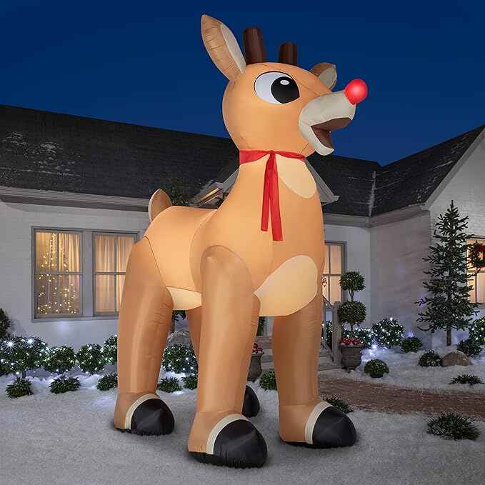 Gemmy Christmas Airblown Inflatable Standing Rudolph w/Scarf Colossal Rudolph (big Rudolph)