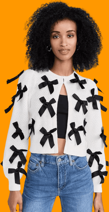 alice + olivia Women’s Kitty Bow Cardigan (sweater bow)