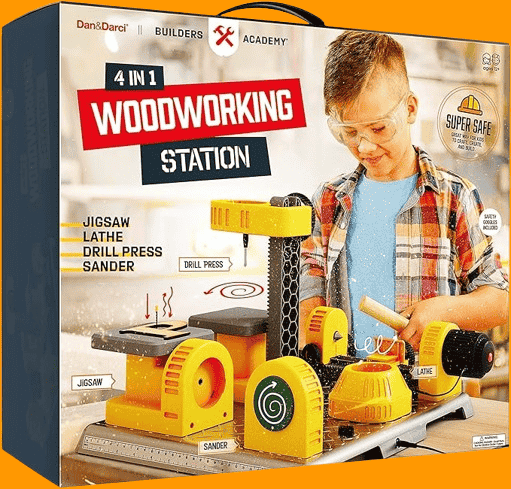 4 in 1 Woodworking Station for Kids