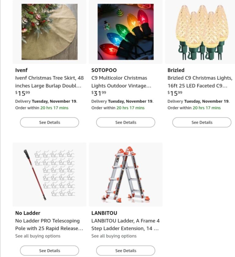 Christmas Decor Supplies (Xmas lights) shop from Amazon