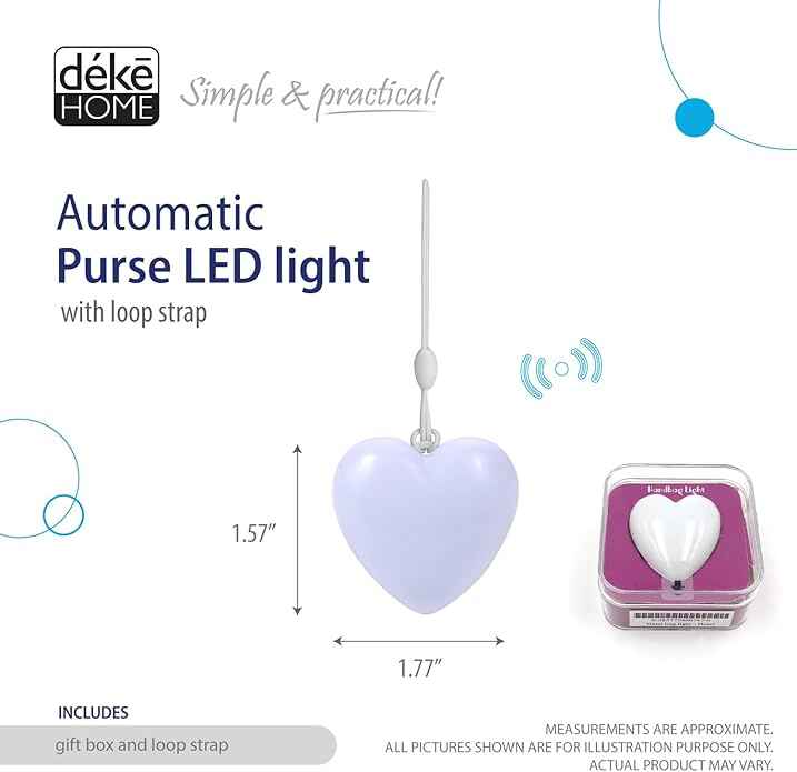 DEKE- Purse heart LED light, handbag, original bag illuminator.