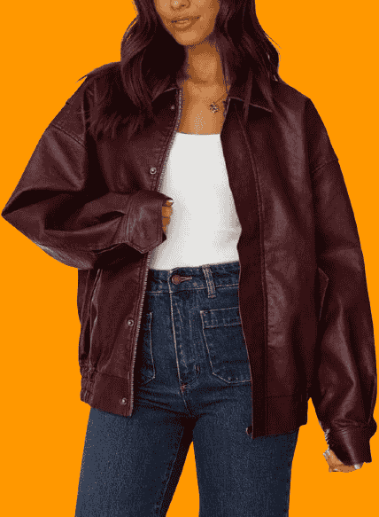 Women’s Faux Leather Motorcycle Jacket (leather jacket)