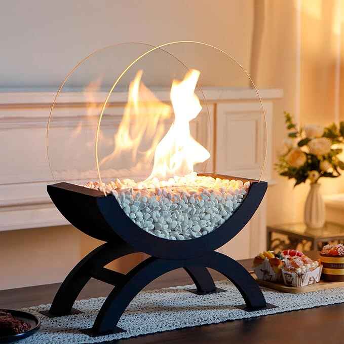 JHY DESIGN Round Glass Large Tabletop Fireplace