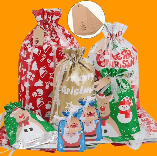 40pcs Drawstrings Christmas Gift Bags Assorted Sizes