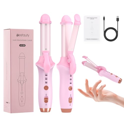 Bestauty Small Cordless Curling Iron 1 inch, Mini Dual Purpose Curling/Flat Iron – Hair Straightener and Curler 2 in 1 (hair Curler)