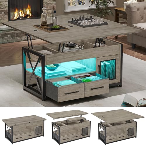 Itaar Table, 4 in 1 Coffee Tables with Storage Cabinet for Living Room