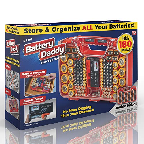 Ontel Battery Daddy – Battery Organizer Storage Case with Tester