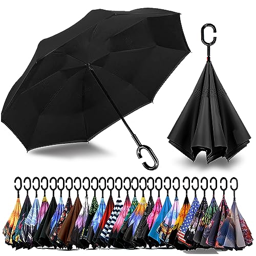 SIEPASA 49/56 Inch Inverted Reverse Upside Down Umbrella