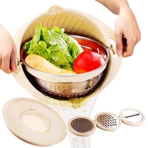 4-in-1 Colander with Mixing Bowl Set Kitchen Strainers