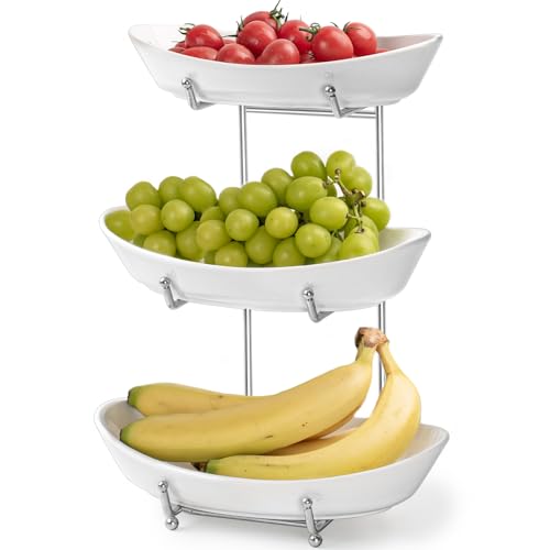 2 Tier Fruit Bowl, Ceramic Fruit Basket