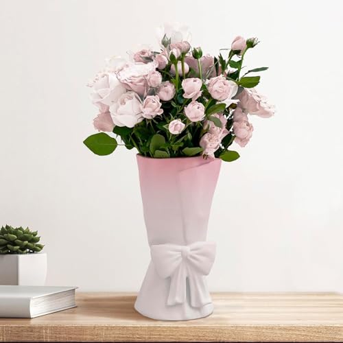 Pink White Ceramic Vase