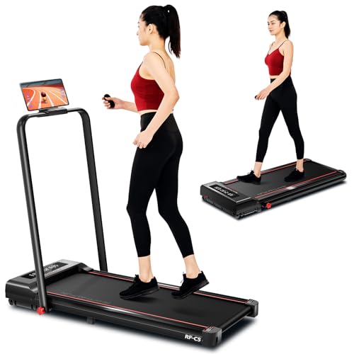 RHYTHM FUN Incline Foldable Treadmill, Walkingpad with Handle Bar 3 Level Incline