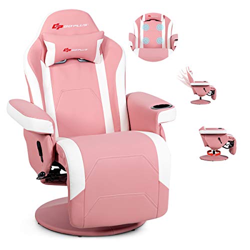 Pink chair POWERSTONE Gaming Recliner Massage Gaming Chair