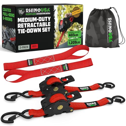 Rhino USA Retractable Ratchet Straps (2-Pack)