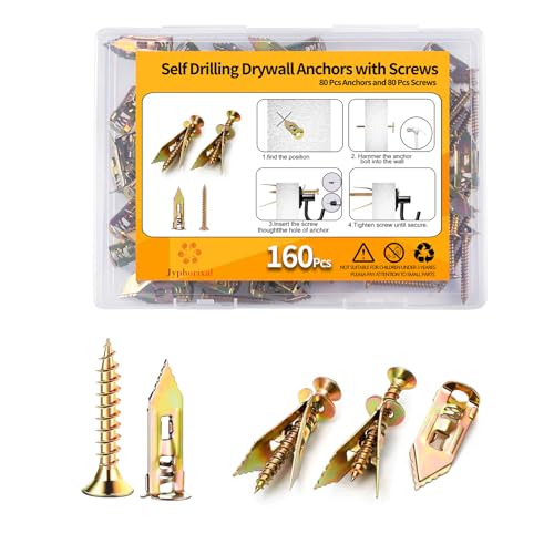 160 PCS Drywall Self Drilling Anchors with Screws Kit
