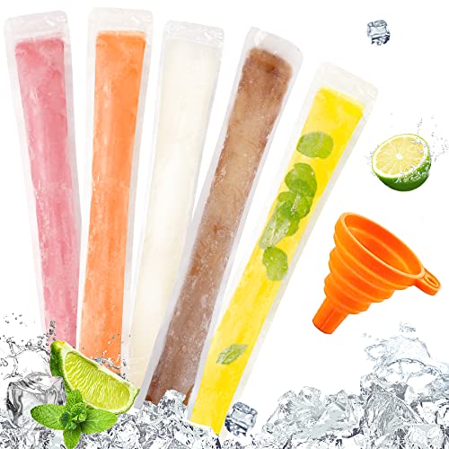 FEBSNOW 120 Disposable Ice Popsicle Mold Bags Freezer Tubes pops