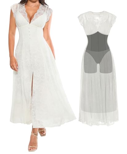 Popilush Women’s Lace Formal Cocktail Sleeveless V Neck dress now