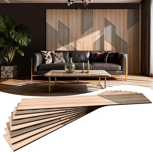 8-Pack Teak Wood Grain 3D Wall Panels with Adhesive