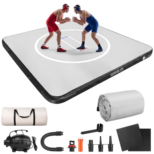 Wrestling Mat Inflatable 10×10 FT Flodable Jiu Jitsu Mats Portable 4”
